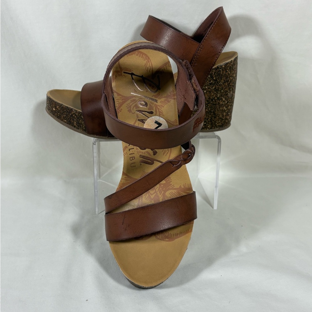 Blowfish Malibu Hazard Braid Brown Cork Wedge Platform Sandals Women's 7 - Picture 3 of 10